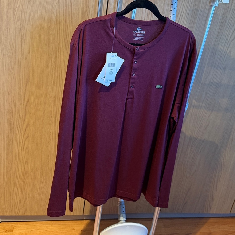 Lacoste Men's Deep Red Long Sleeve Tee
